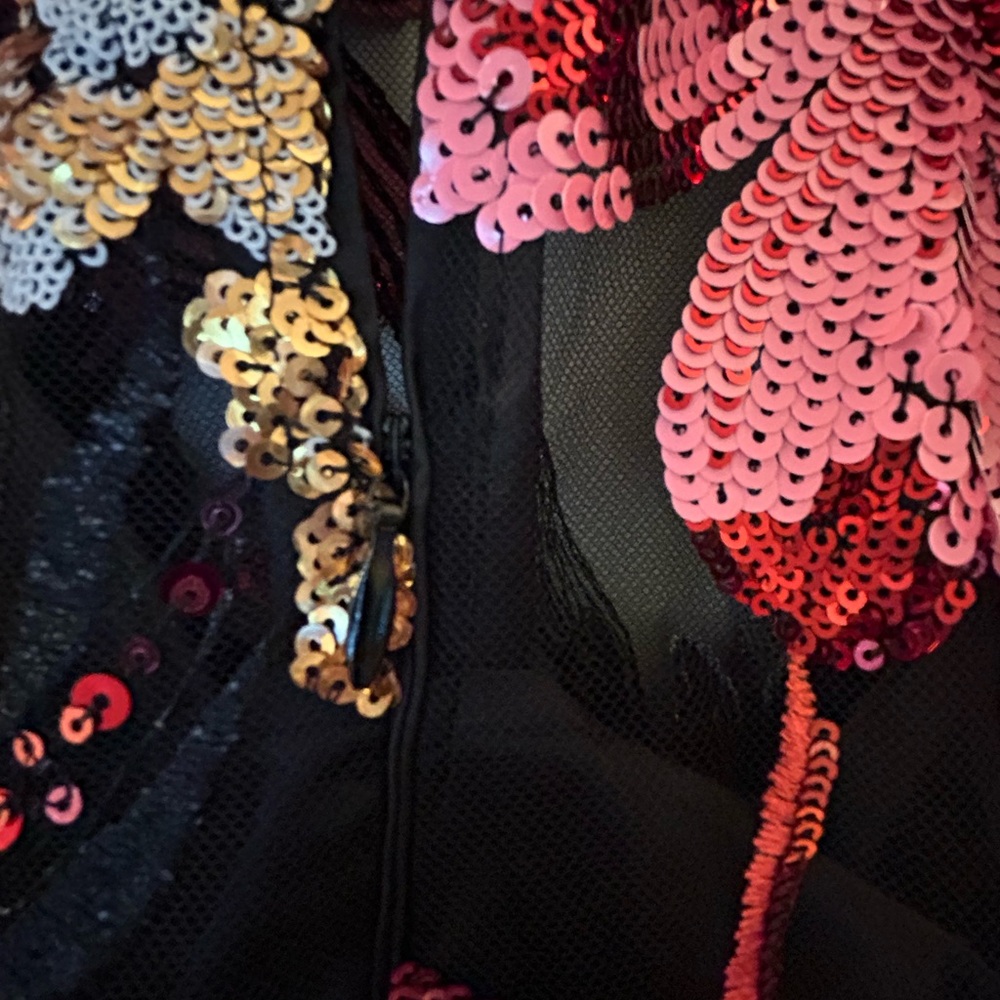 Boston Proper Size Small Sequin Mesh Slit Floral Gown - Picture 11 of 13